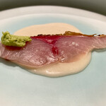 蒼 - 神経〆しまあじの藁焼き お米と中国甘酒のヴィネグレットソース