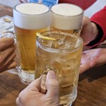 金町製麺 - 乾杯（ビール、ハイバール）
