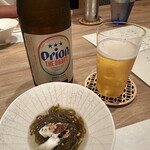 鮨 蒼風 - オリオンビールともずくげそ炙りそうめん仕立て