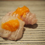 鮨 巳之七 - 活け穴子（鐘崎）