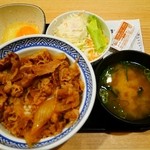 Yoshinoya - 牛丼 アタマの大盛￥３９０ ＋Ａセット￥１３０＋ポテサラ変更￥３０・玉子￥６０