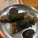 のかおい - しそ巻　焼鳥に紫蘇の葉巻き　130円