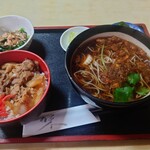 甲州屋 - たぬき蕎麦と牛丼セット