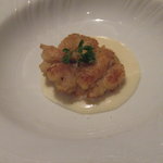 たらの白子のフリット　ジャガイモのソースｖ