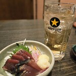 だんまや水産 長岡駅前店 - ＊かつおのたたきと梅酒ソーダ割り＊