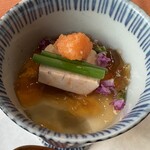 日本料理 縁 - 白菜のムースが素晴らしく、味ぽんジュレとあん肝とのハーモニーに思わず目をつぶってしまった。