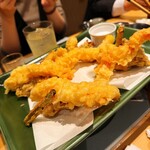 全席個室 楽蔵 - 真鱈の白子と大海老の天麩羅