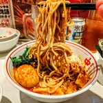 蒙古タンメン中本 - 特製樺太丼、低糖質麺変更、湯豆腐単品、背脂、ほうれん草、のり、北極味玉