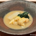 御料理 寺沢 - 伊勢海老､聖護院大根､菠薐草の白味噌煮