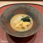 御料理 寺沢 - 伊勢海老､聖護院大根､菠薐草の白味噌煮