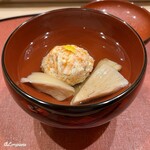 御料理 寺沢 - 香箱蟹とむき茸の椀物