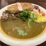 渡邊カリー 心斎橋店 - スパイスとんかつカレー、羊キーマカレートッピング