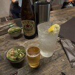 ＮＩＨＩＲＯ - レモンサワーと瓶ビール赤星。お通し。