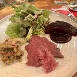 水色食堂 - 前菜
      「トリッパのマリネ」
      「牛ハツのコンフィ」
      「自家製デミグラスソースのタンシチュー」