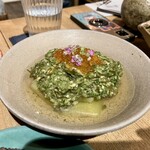 日本酒 青い林檎 - なすのお浸し　山形のだし掛け