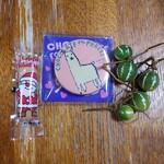 コーヒータイム - お土産にいただいたお菓子とからすうり、真ん中は購入したチョコ募金 550円