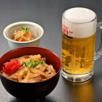 RESTAURANT 7's knot - 【お疲れ様セット】　◎生ビール（生ビール、ハイボール、ソフトドリンクより1杯）　◎本日の小鉢　◎本日のミニ丼
