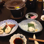 依山楼岩崎 - 朝食 烏賊そうめん 干物 豆腐竹輪