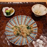 日本料理 かしづき - セイコガニご飯、じゃこ、香の物。
