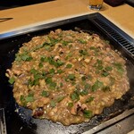 月島もんじゃ おこげ - 海鮮もんじゃ＋大葉　完成