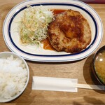 いしかわ食堂 - ジャンボハンバーグ定食ごはん大盛り1,408円税込