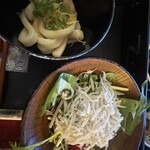 花鳥 - 伊勢うどん／生しらすのサラダ