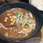 津久紫 - 「サービスランチ 650円」、12/18(木)は「煮込みハンバーグのカレーうどん」ご飯付き。
