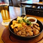 ビアダイナー スーパードライ トウキョウ - ビーフカットステーキ、アサヒスーパードライエクストラゴールド