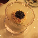 銀座 レカン - 妻の前菜一品目。ズワイ蟹とフヌイユ（菊菜）のカクテル。