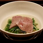 宮坂 - 芹と但馬玄の炊合せ