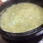 アリラン食堂 - ＋鮑粥(^^)いつも違ごて緑なんは、ワタ入りやからか！(￣▽￣)感激。