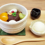 あんみつの深緑堂 - あんみつ(600円)+バニラアイス(150円)