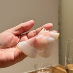 noya - せたな産の生ハム。先ずは手乗せでいただきます