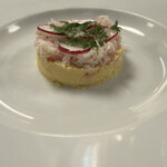 アンティカ・オステリア・ダル・ポンピエーレ - カニ肉の冷前菜　カリフラワーのムース