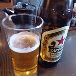 瓶ビール（サッポロラガー　赤星　中瓶）で乾杯！！