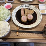 厚切りレアとんかつ やまとん - 味噌カツ ハーフ＆ハーフ（ご飯 大、キャベツ 大）