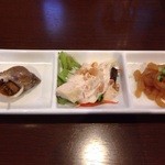 Chainizu Dainingu En - どれも美味しい前菜3品 ツブ貝、鳥のピリ辛マヨネーズ、