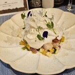 ソババル チリエージョ - 海老の昆布〆マリネとカリフラワーのサラダ