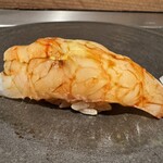 鮨 森学 - 赤海老の昆布締め