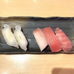 すし丸 - 料理写真:真鯛の焼霜・マグロ尽くし