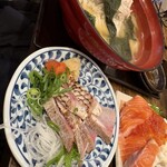 魚処 おぎた - おまかせ定食のカンパチの炙り　狭くなってきたー