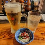 田舎小屋 - ビールとお通し