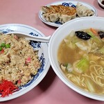 丸山飯店 - 料理写真:エビソバ＋チャーハン大盛＋餃子