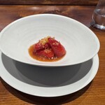 馳走西健一 - ◆苺
      火を入れない苺のコンポート
      和紅茶のシャーベット