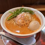 Noodle いたば - 『あん肝と酒粕の味噌RAMEN     MEN大盛り　キムラファームの煮卵TP』