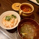 柊草 - 柊コース　紅鮭と蓮根の炊き込みご飯、大根おろしの吸い物