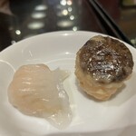 萬珍樓點心舗 - 海老蒸し餃子と海老すり身椎茸重ね蒸し