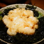 天ぷら 元吉 - 天茶（小柱と干海老）、出汁は昆布、干海老、ホタテでとったもの。ほうじ茶仕立てで...