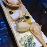 日がさ雨がさ - 前菜。おせちっぽいのからあん肝まで