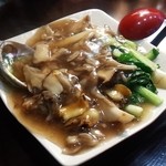 めだかタンタン - 鮑とキノコ青梗菜の炒め物